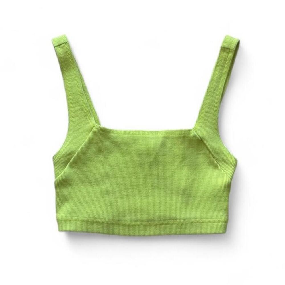 Out From Under Lime Green Ribbed Crop Top – Size S
